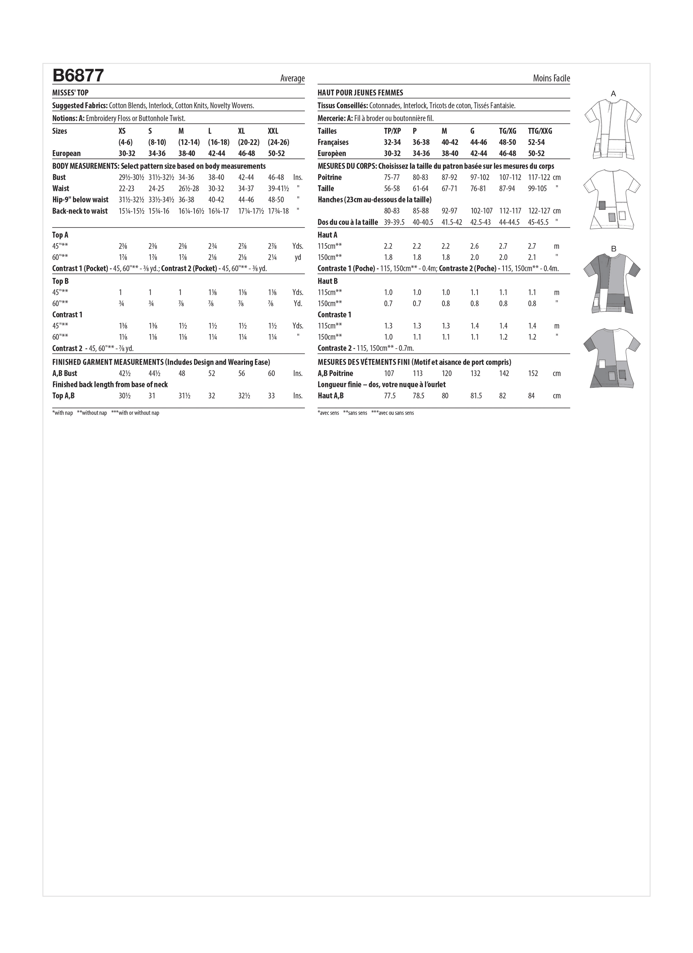 Butterick Tops B6877