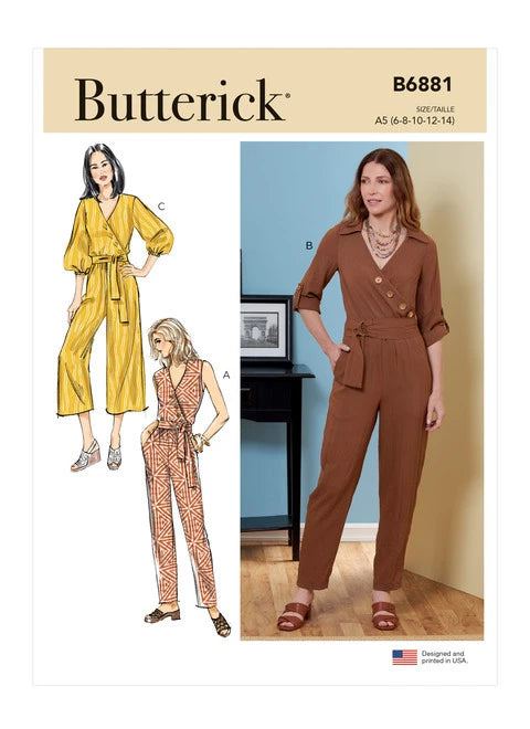 Butterick Jumpsuit, Sash and Belt B6881