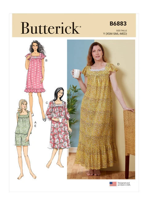 Butterick Top, Nightgowns and Shorts B6883