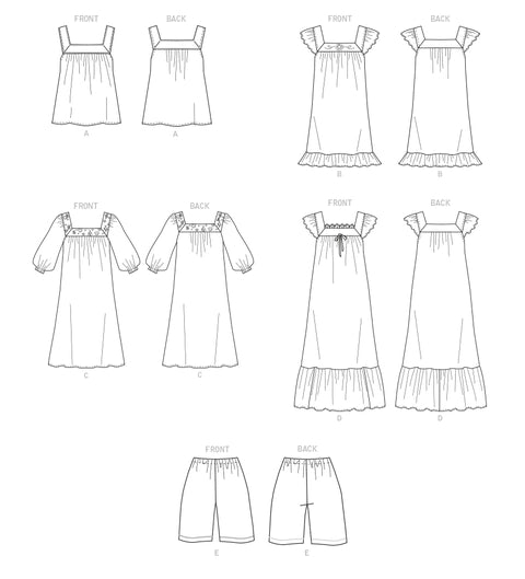 Butterick Top, Nightgowns and Shorts B6883