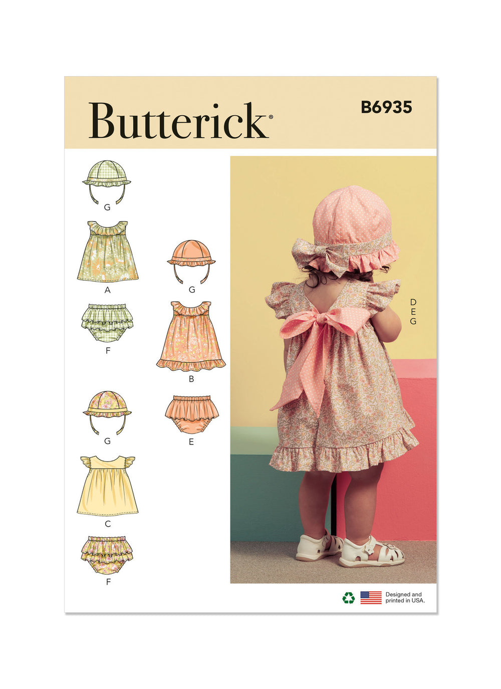 Butterick Baby Top, Panties, Hat B6935