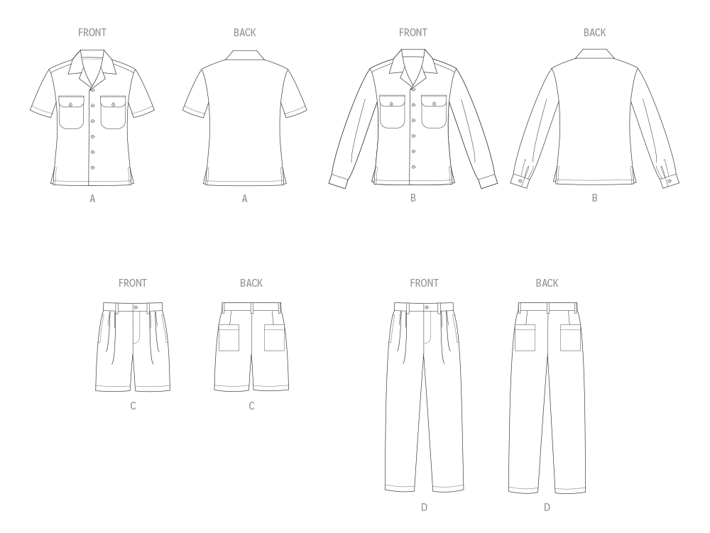 Butterick Unisex Shirts, Shorts & Trousers B6984