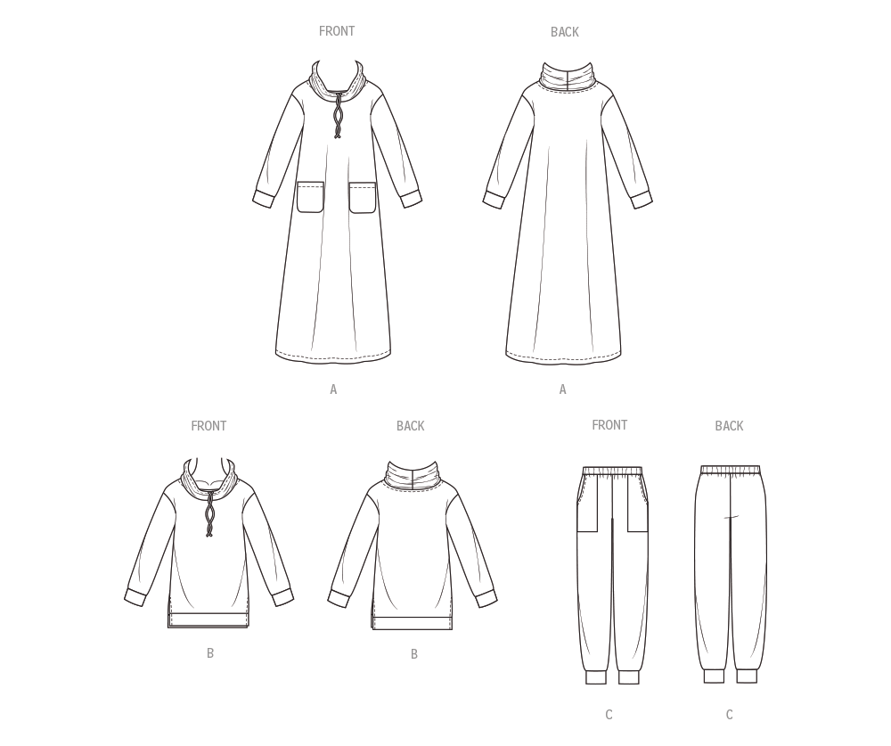 Butterick Lounge Top, Trousers & Dress B7014