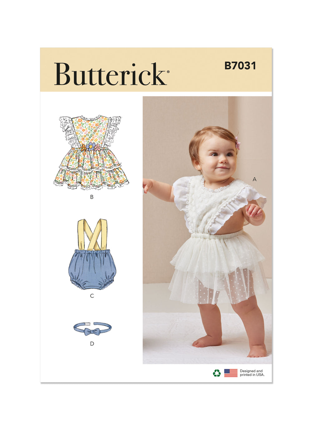 Butterick Babies' Rompers and Bow Tie B7031
