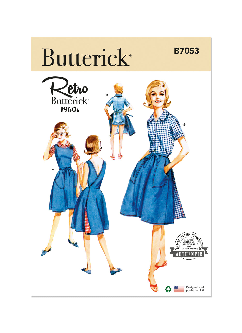 Butterick Pinafore, Skirt, Shorts and Blouse B7053