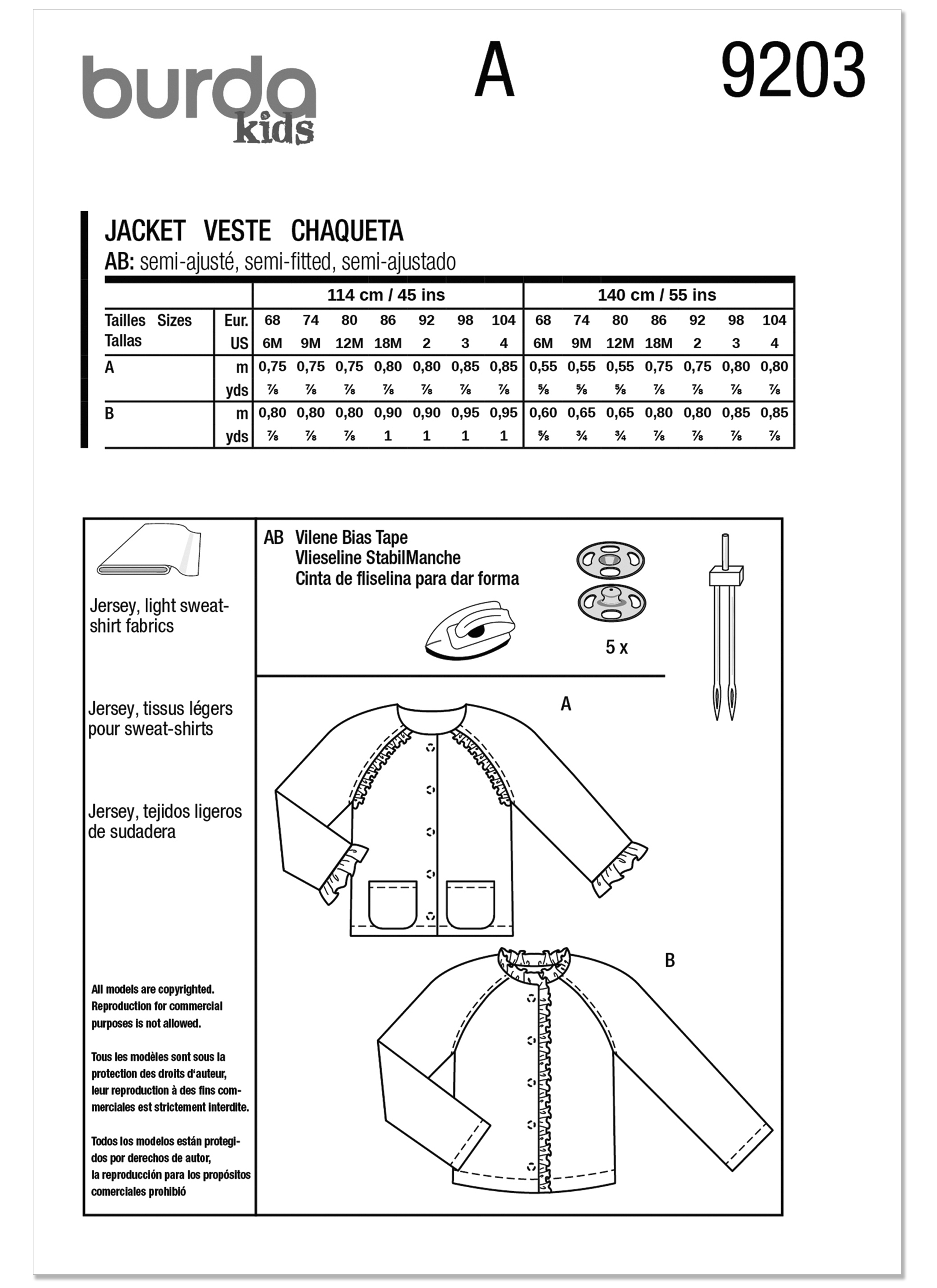 Burda Children's Jackets 9203