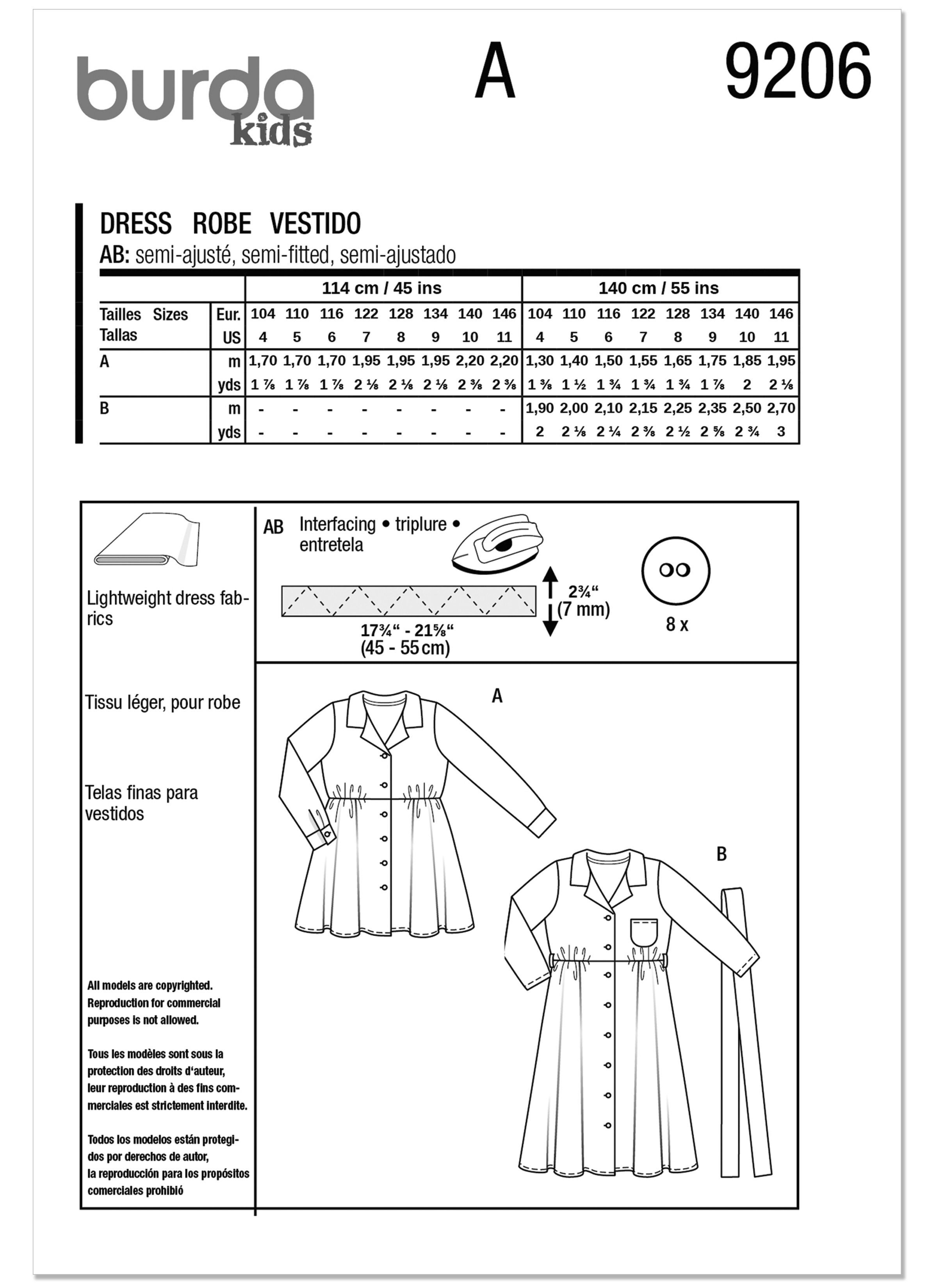 Burda Children's Dresses 9206