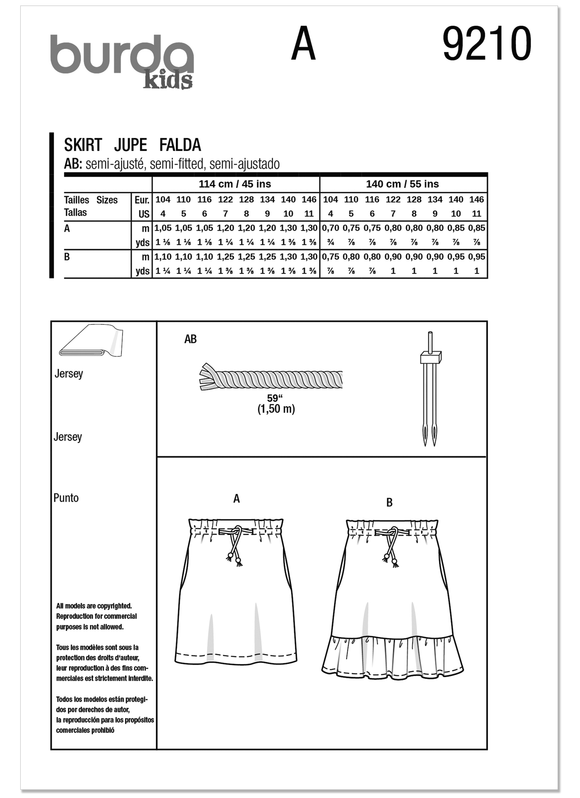 Burda Children's Mini Skirts 9210