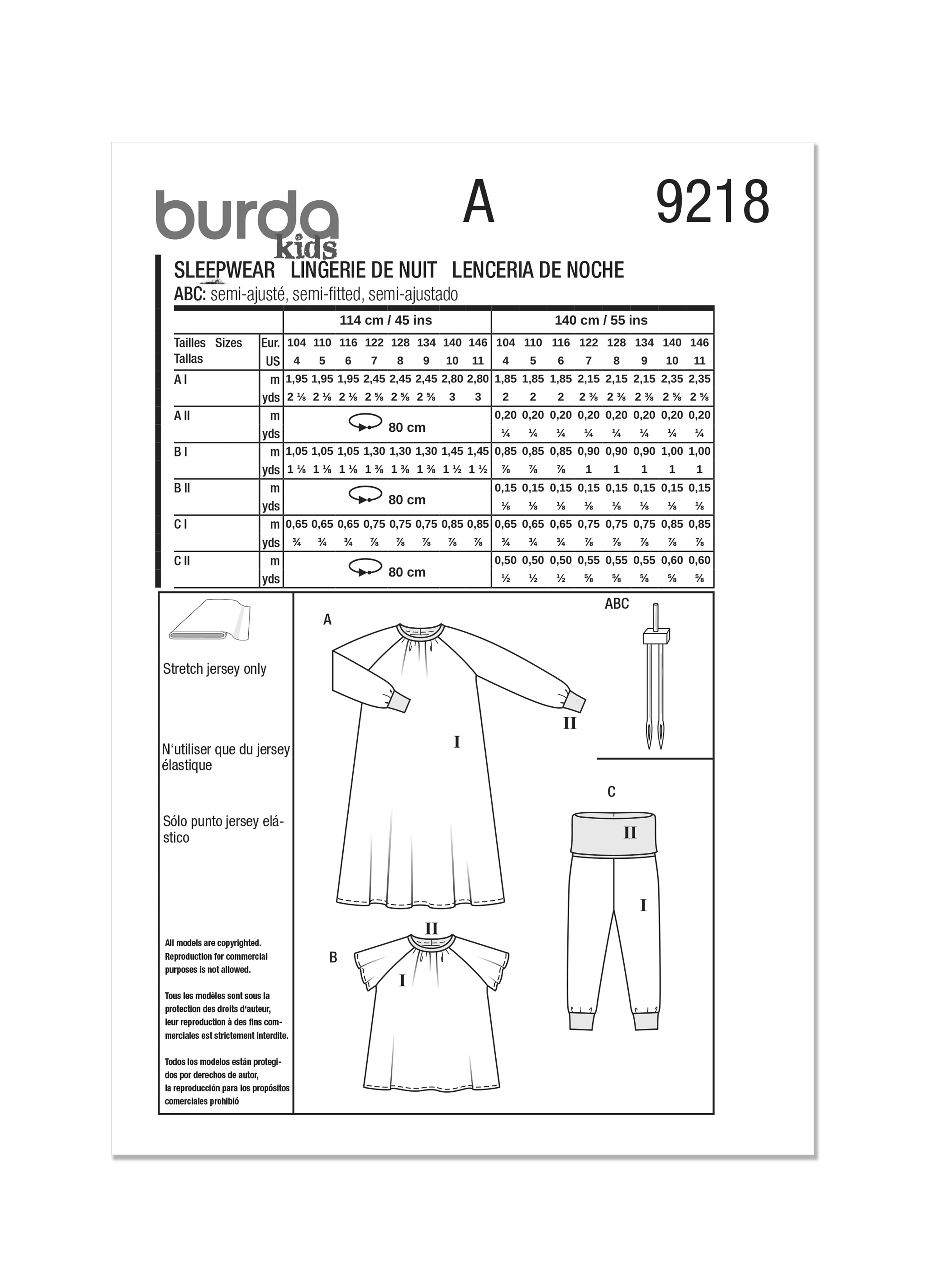 Burda Children's Nightwear 9218