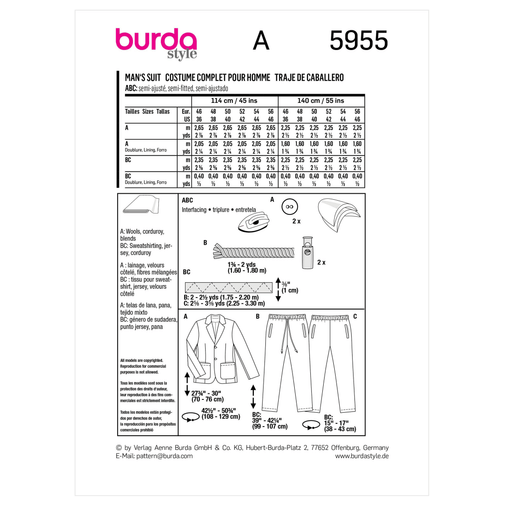 Burda Men's Suit 5955