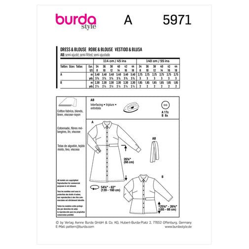 Burda Blouse and Shirtdress 5971