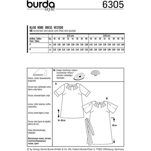 Burda Top, Tunic and Dress 6305