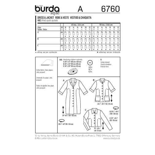 Burda Dress, Shirt-blouse and Jacket 6760