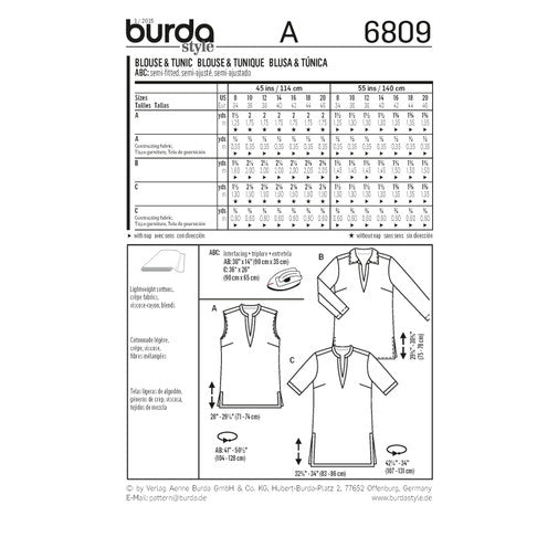 Burda Blouse and Tunic 6809