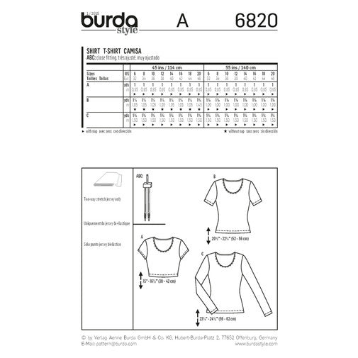 Burda Knit Tops and T-shirts 6820