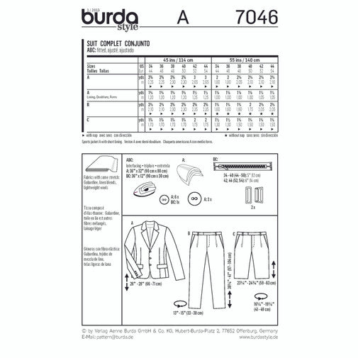 Burda Men's Suit 7046