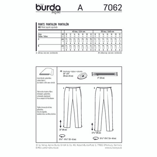 Burda Trousers 7062