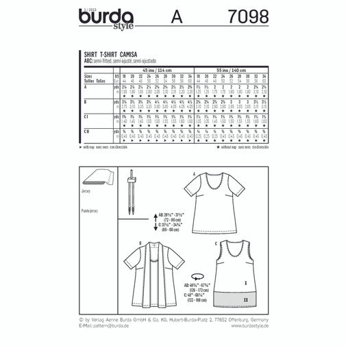 Burda T-shirt and Knit Jacket 7098