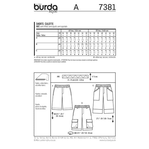 Burda Men's Shorts 7381