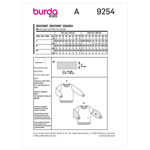 Burda Children's Sweatshirt 9254