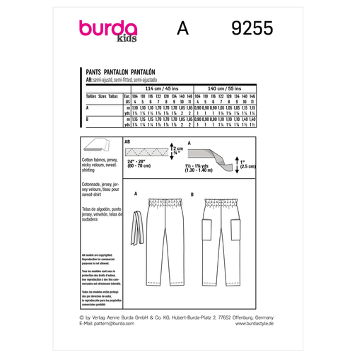 Burda Children's Trousers 9255