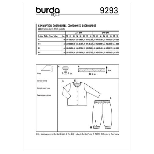 Burda Baby/Child Jacket and Trousers 9293