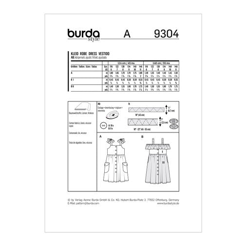 Burda Child Pinafore Dresses 9304