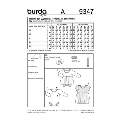 Burda Baby Dress and Bodysuit 9347