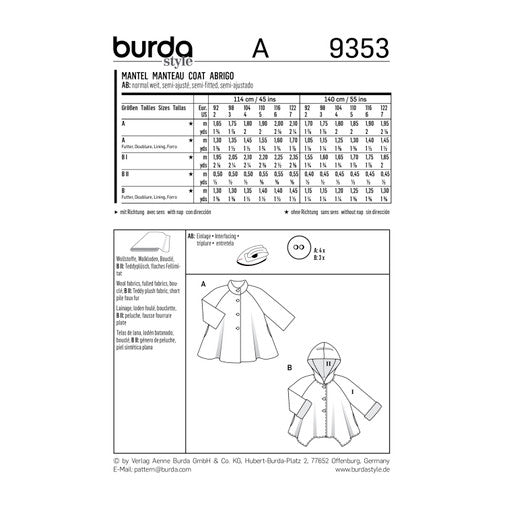 Burda Child Coat 9353