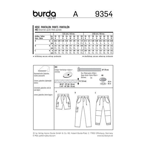 Burda Child/Teen Trousers and Shorts 9354