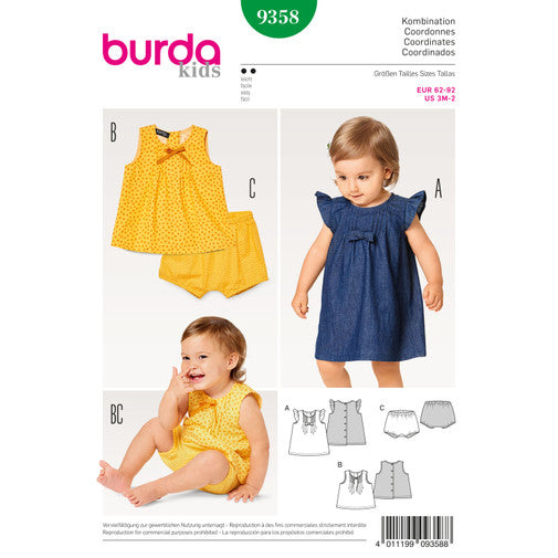 Burda Baby Top, Dress, Panties 9358