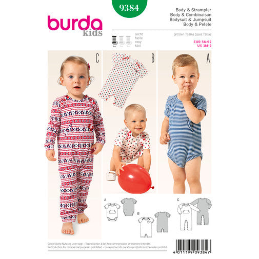 Burda Baby Bodysuit and Rompers 9384