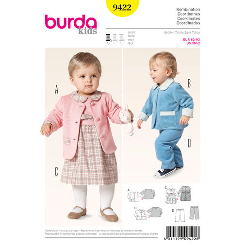 Burda Baby Jacket, Dress and Trousers 9422