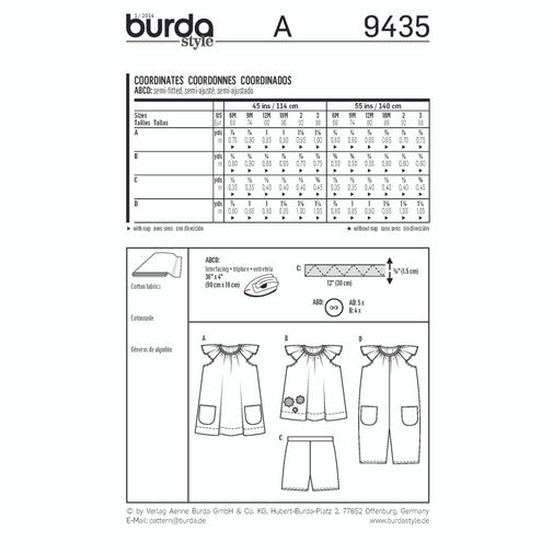 Burda Baby/Child Outfit 9435