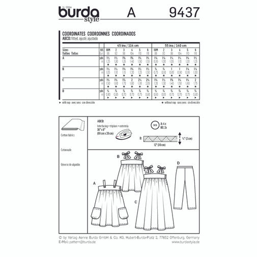 Burda Baby/Child Top, Dress and Trousers 9437