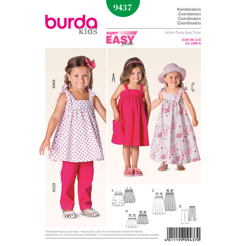 Burda Baby/Child Top, Dress and Trousers 9437