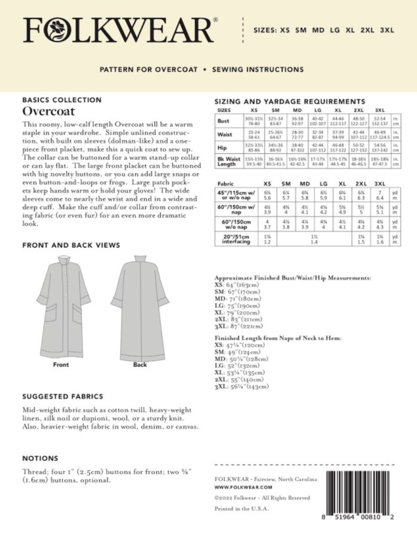 Folkwear Basics Overcoat