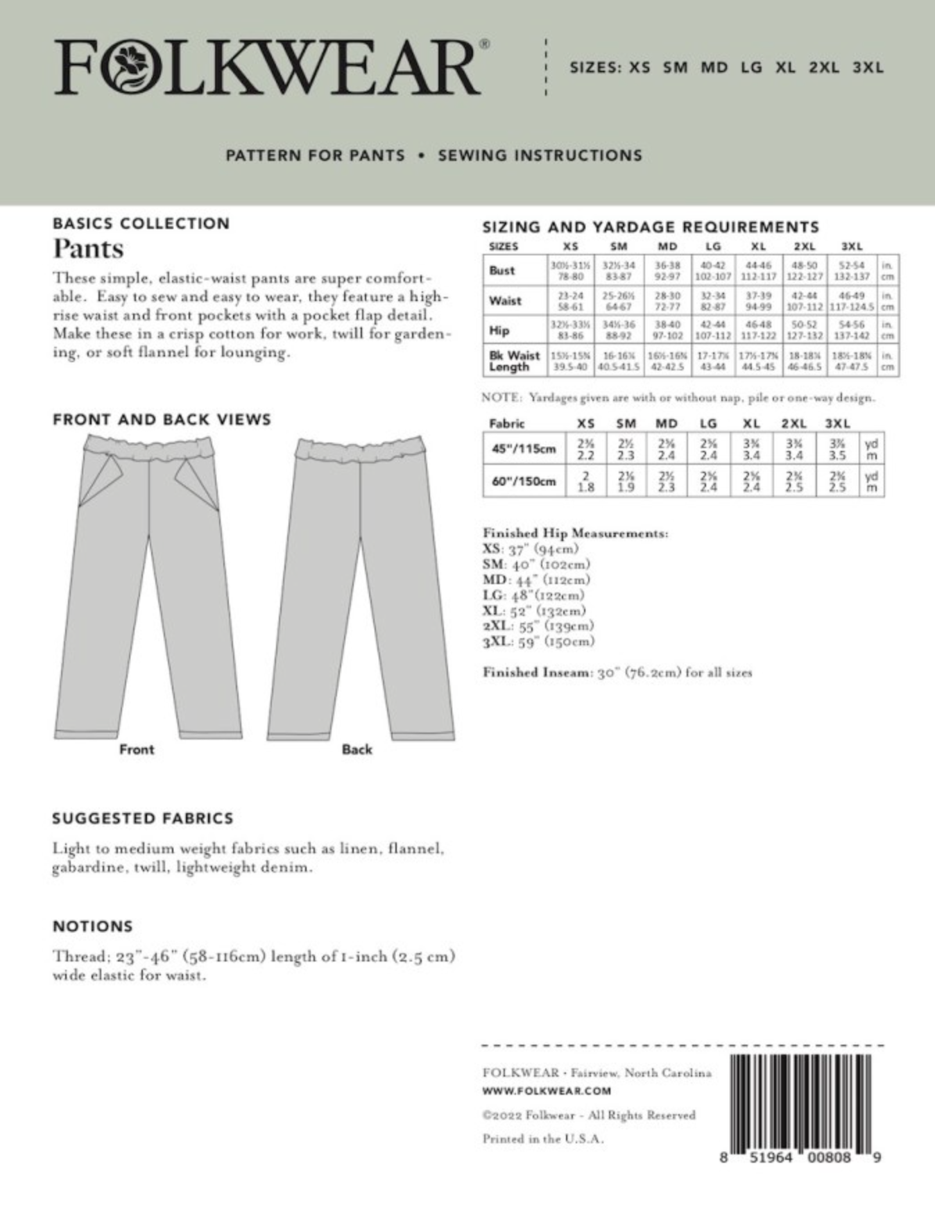 Folkwear Basics Pants