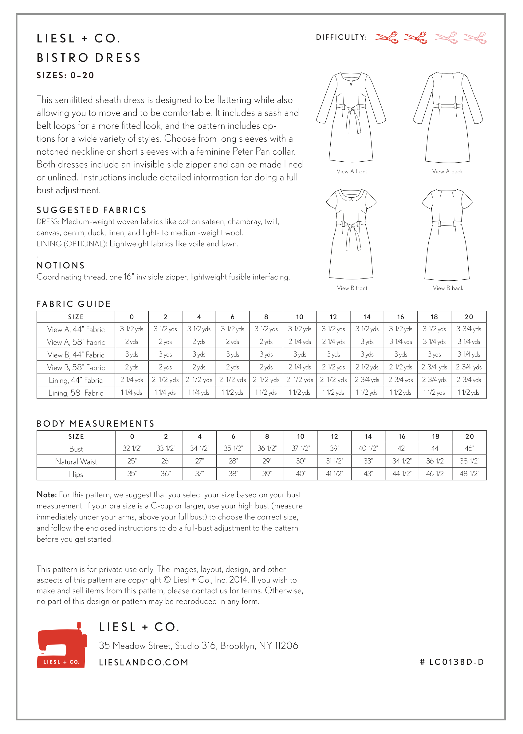 Liesl + Co Bistro Dress PDF