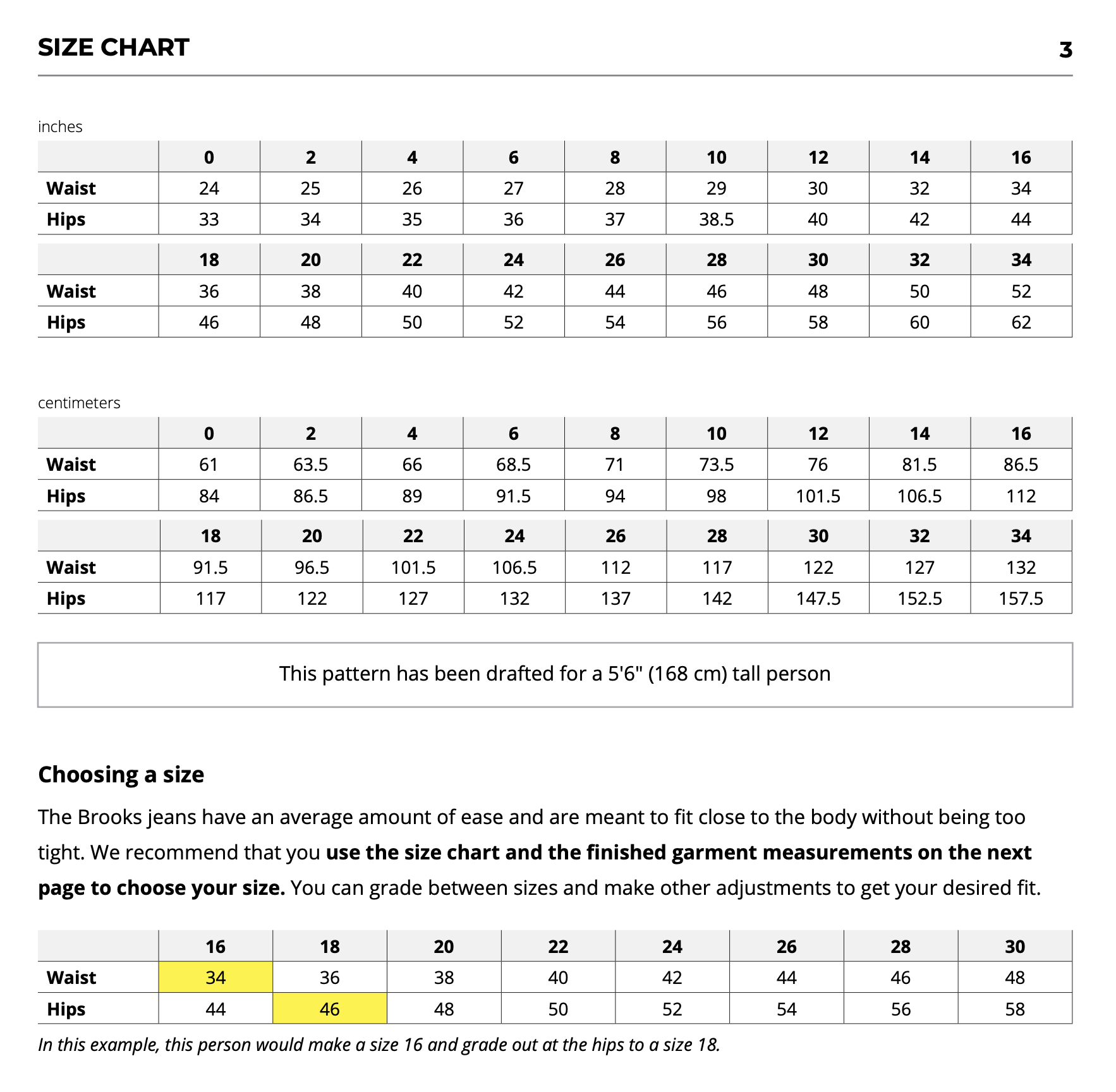 Brooks size chart shop