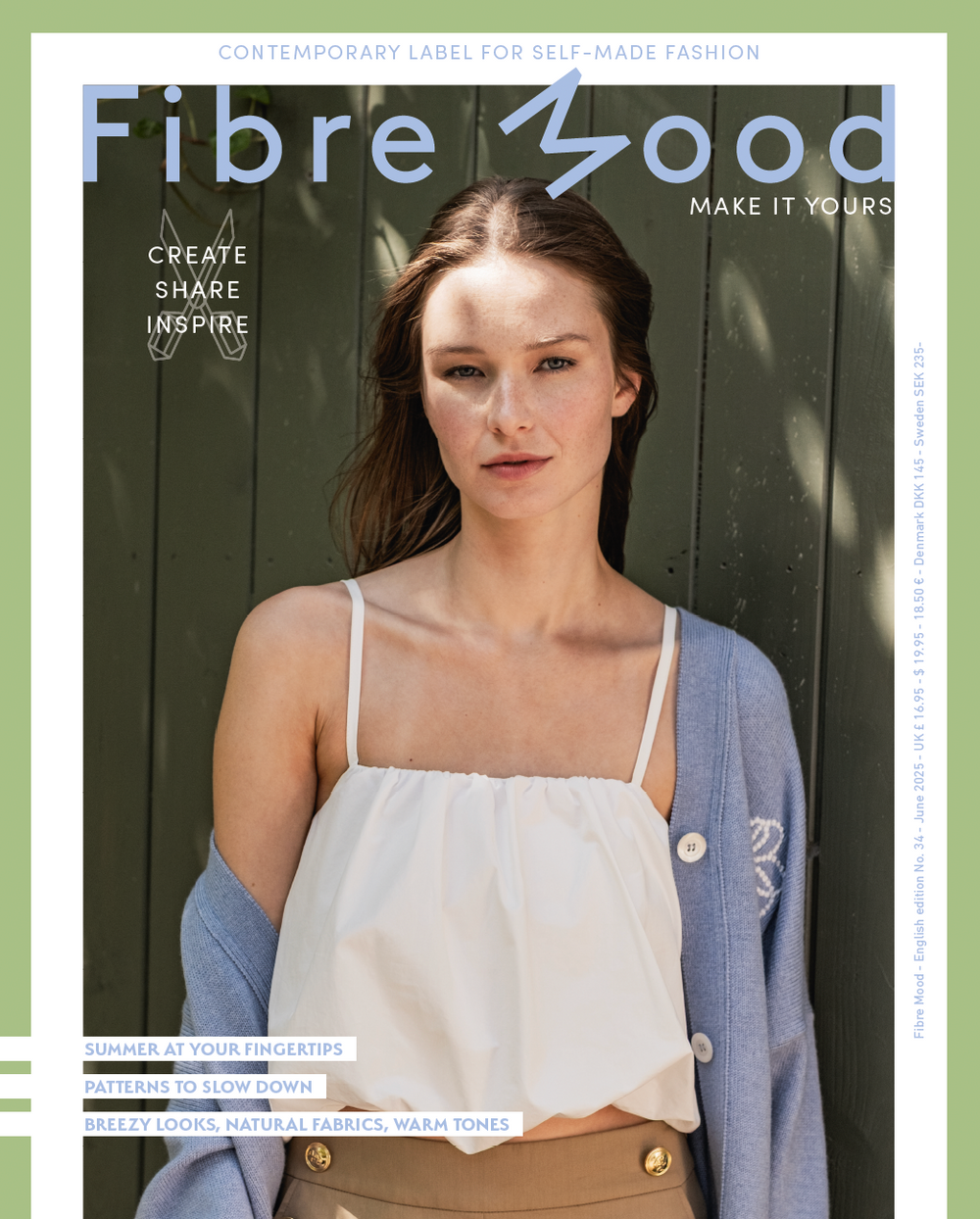 Edition 34 of Fibre Mood sewing pattern magazine on The Fold Line. This latest edition has 12 patterns and many style variations for elegant, trendy and comfortable items for summer.