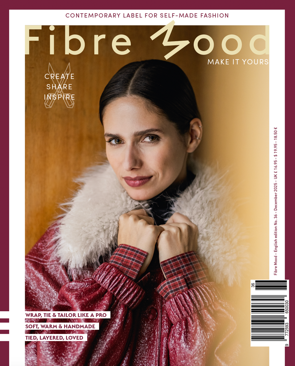 Edition 36 of Fibre Mood sewing pattern magazine on The Fold Line. This edition has 12 patterns and many styling ideas for winter garments.