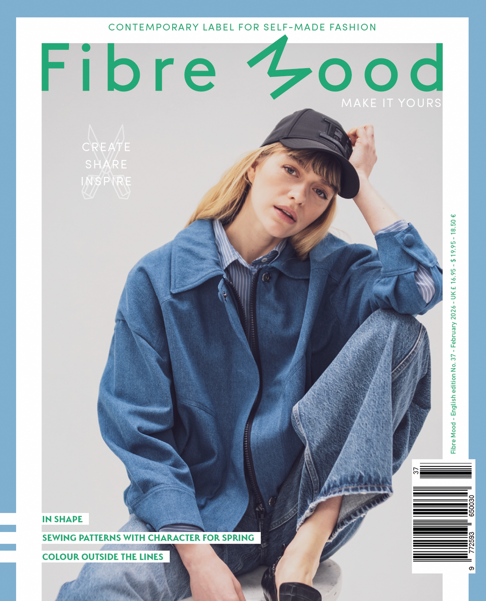 Edition 37 of Fibre Mood sewing pattern magazine on The Fold Line. This edition has 12 patterns and many styling ideas for spring.
