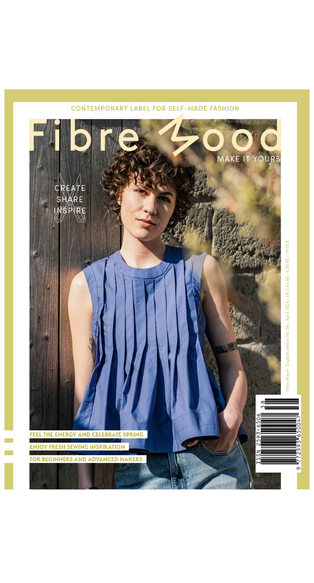 Edition 38 of Fibre Mood sewing pattern magazine on The Fold Line. This edition has 12 patterns and many styling ideas for spring.