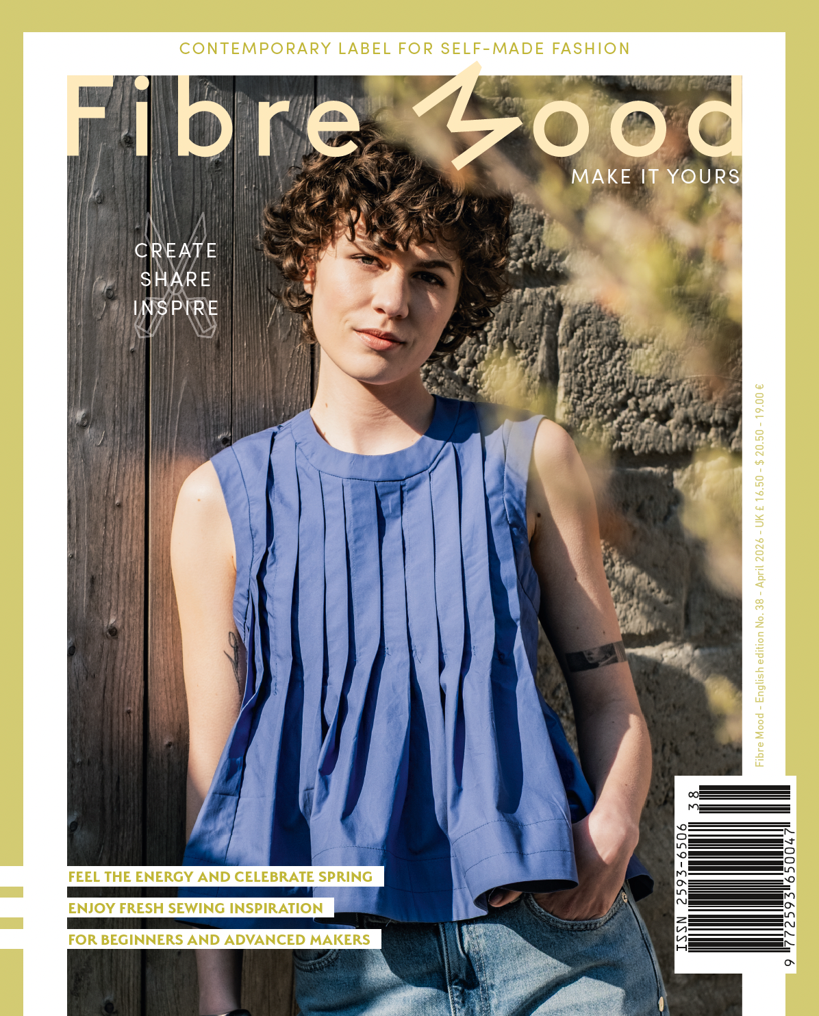 Edition 38 of Fibre Mood sewing pattern magazine on The Fold Line. This edition has 12 patterns and many styling ideas for spring.