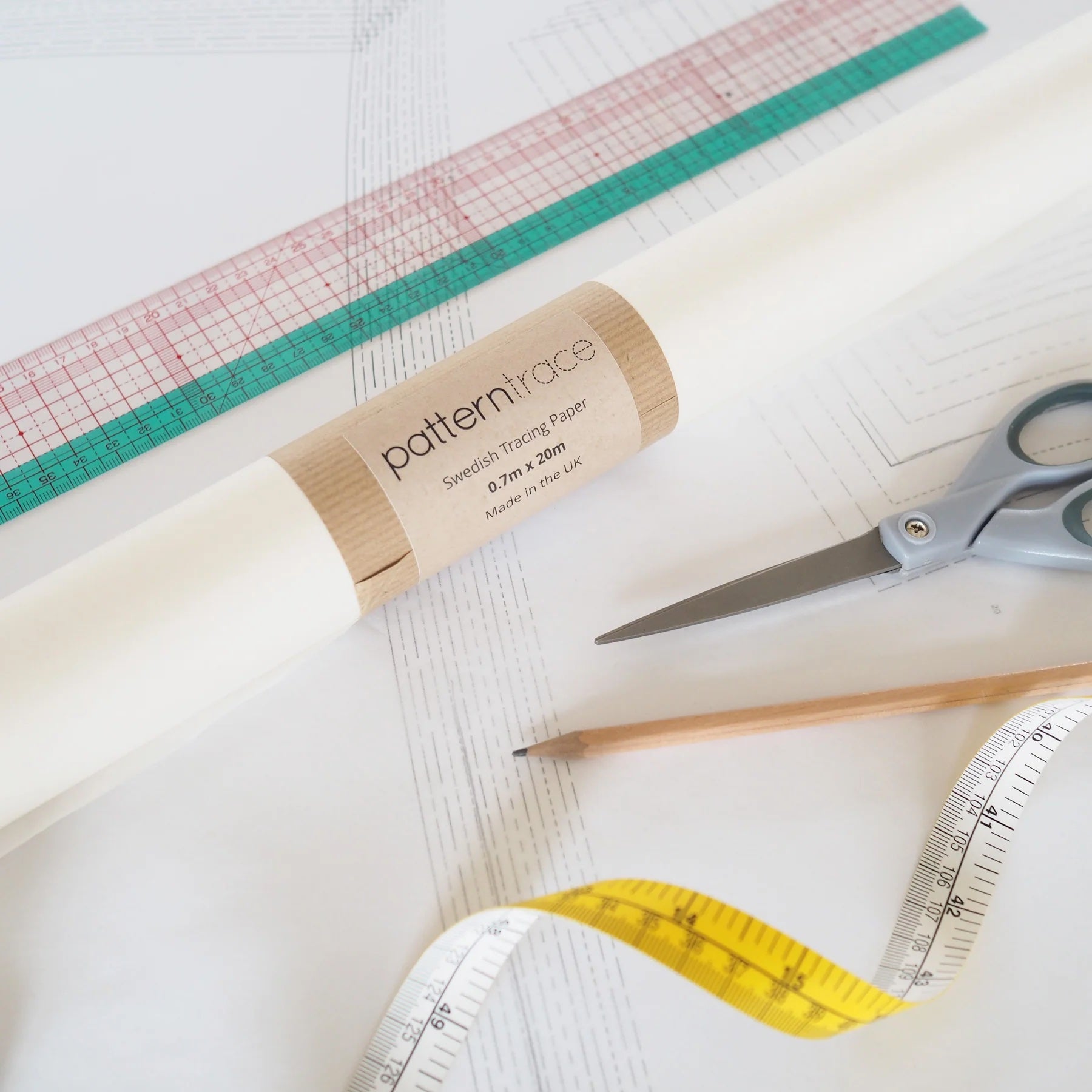 Roll of Swedish Tracing Paper from Patterntrace on The Fold Line. This exceptional tracing paper is semi-transparent for accurate transfers and sturdy enough to fold, press, pin and sew.