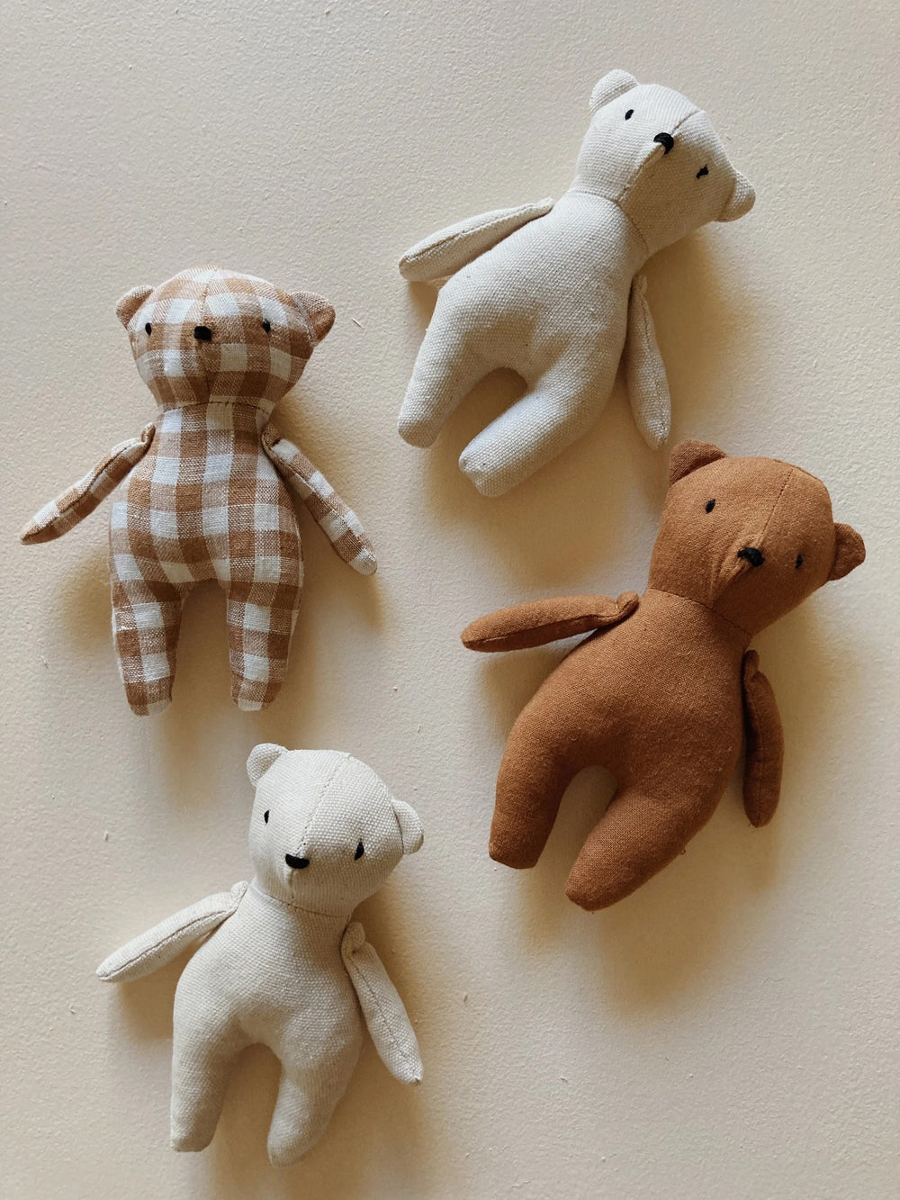 The Baby Buttercup Bear sewing pattern from Me & Kiddo Patterns on The Fold Line. A teddy bear pattern made in cotton or linen fabric.