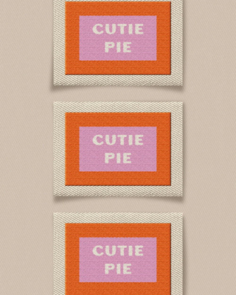 'Cutie Pie Large' woven labels from Matchy Matchy Sewing Club on The Fold Line. The pack includes 6 woven labels to sew onto your handmade clothes and accessories.