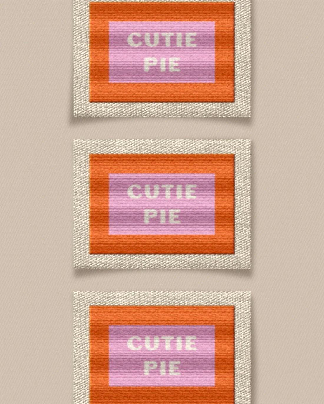 'Cutie Pie Large' woven labels from Matchy Matchy Sewing Club on The Fold Line. The pack includes 6 woven labels to sew onto your handmade clothes and accessories.