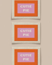 'Cutie Pie Large' woven labels from Matchy Matchy Sewing Club on The Fold Line. The pack includes 6 woven labels to sew onto your handmade clothes and accessories.